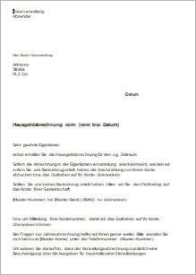 Hausgeldabrechnung Muster