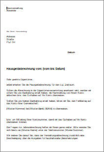 Haugeldabrechnung Vorlage